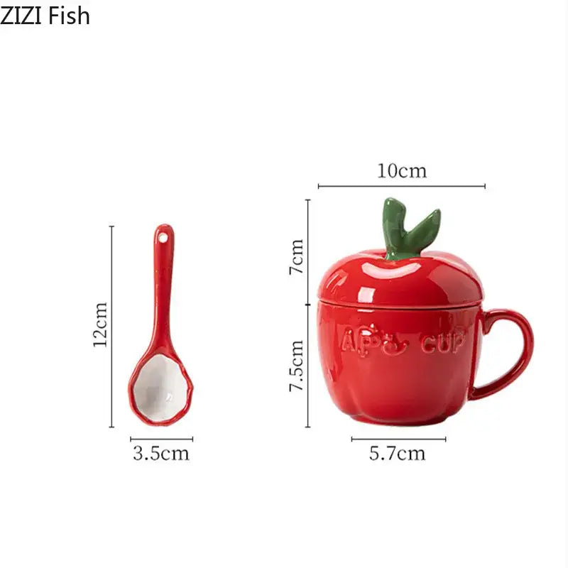 DecorBites™ Apple Fruit Ceramic Mug for Kids Breakfast, Festivals, Birthday Gift