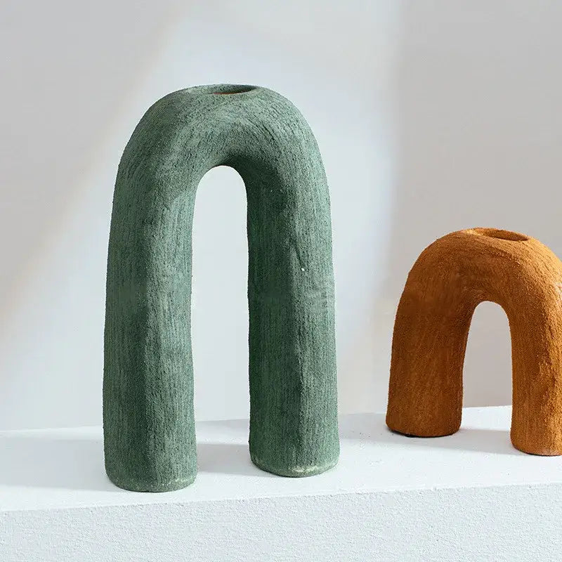 DecorBites™ Arc Ceramic Vase Geometric Abstract Home Decor Flower Arrangement Accessory