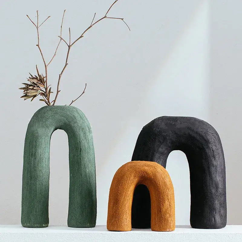 DecorBites™ Arc Ceramic Vase Geometric Abstract Home Decor Flower Arrangement Accessory
