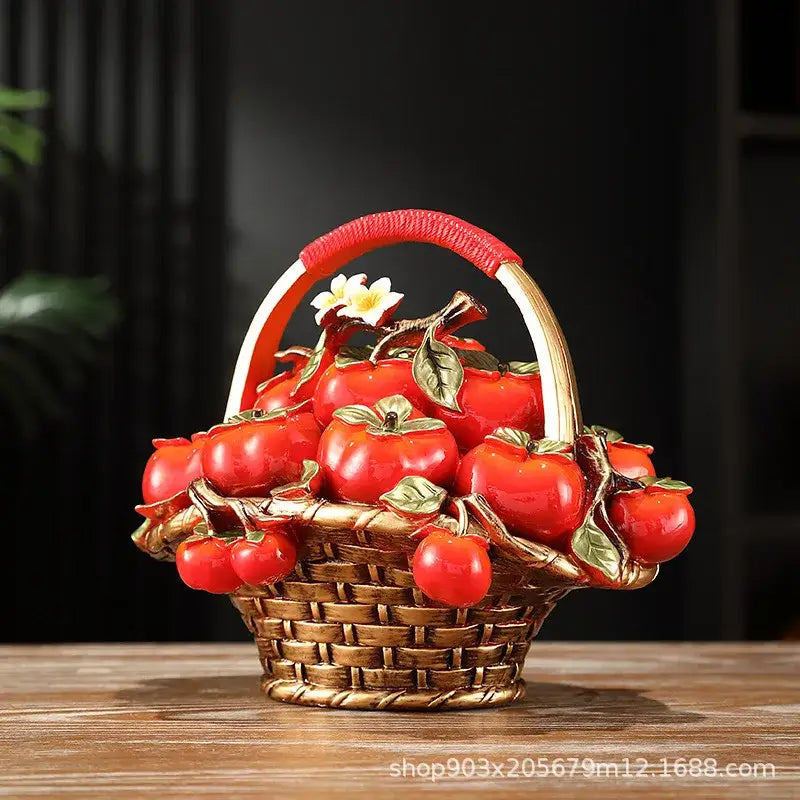 DecorBites™ Artificial Fruit Tree Apple Basket Ornaments Home Decor Figurines