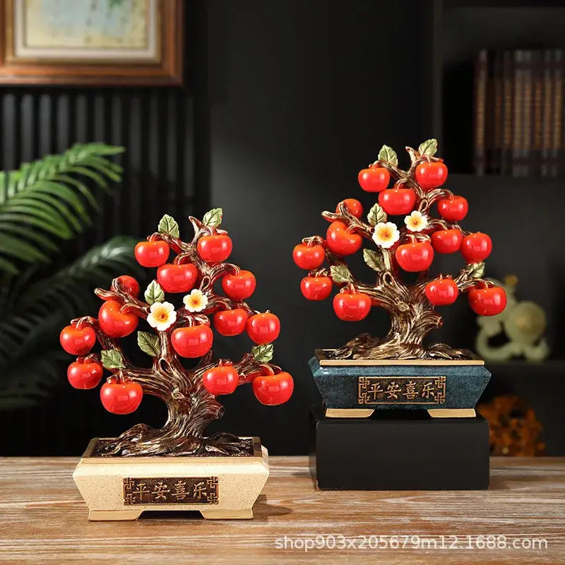 DecorBites™ Artificial Fruit Tree Apple Basket Ornaments Home Decor Figurines