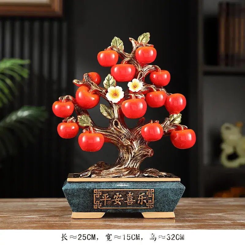 DecorBites™ Artificial Fruit Tree Apple Basket Ornaments Home Decor Figurines