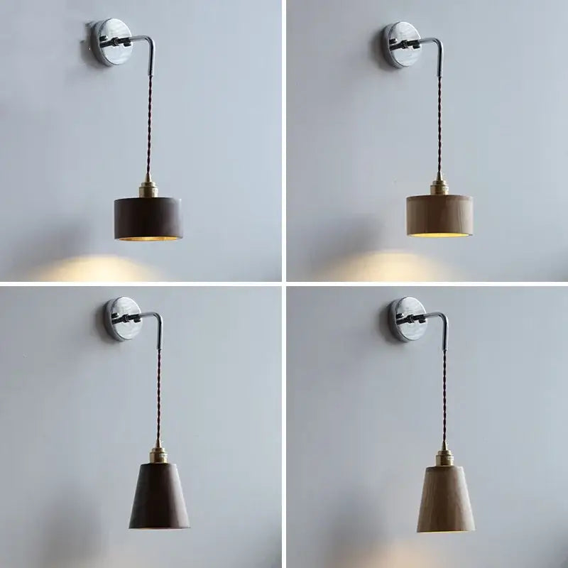 DecorBites™ Ash Wood LED Wall Light with Pull Chain Switch – Japanese Style Bedside Lamp