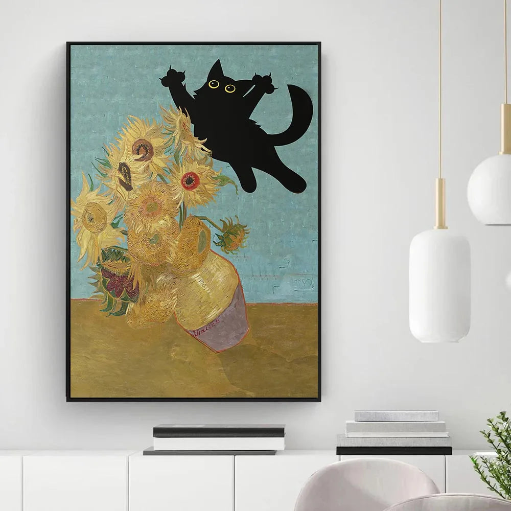 Black Cat Canvas Wall Art