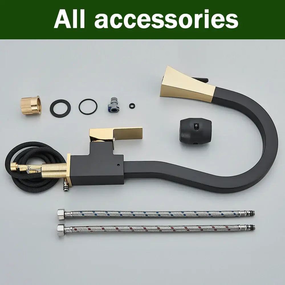 DecorBites™ Black Gold Kitchen Faucet with Flexible Pull Down Sprayer