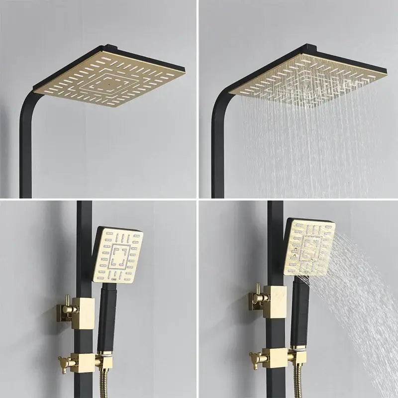 DecorBites™ Black Gold Shower Faucet Set with Bidet Function, Wall Mounted Rainfall Mixer