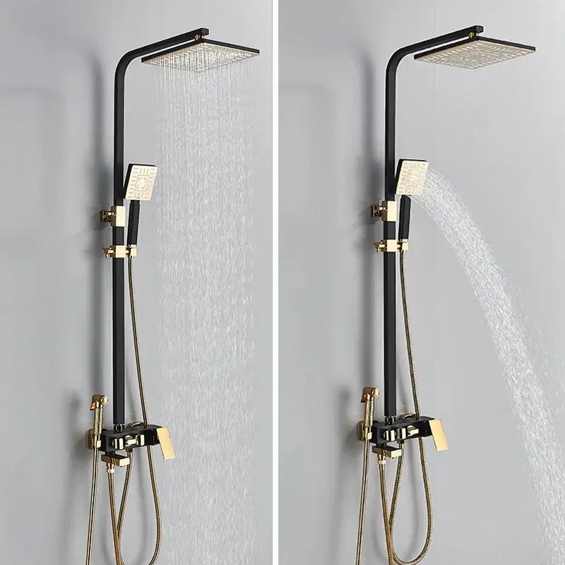 DecorBites™ Black Gold Shower Faucet Set with Bidet Function, Wall Mounted Rainfall Mixer