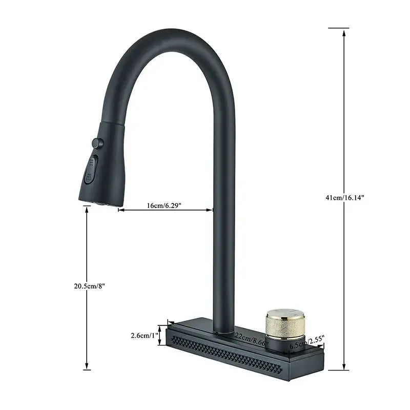 DecorBites™ Black Kitchen Faucet: Flexible Pull Out 3 Nozzle Mixer Tap