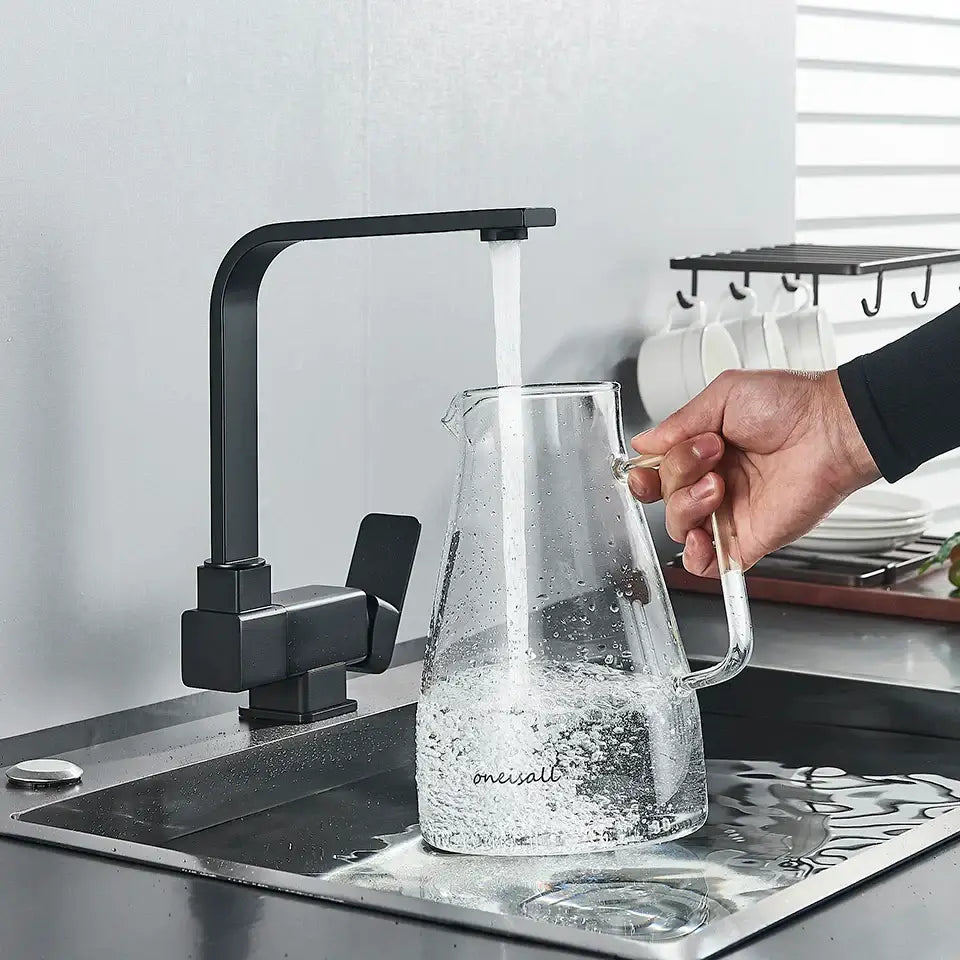 DecorBites™ Black Kitchen Rotating Faucet | Foldable Single Handle Mixer Faucet