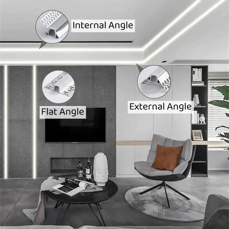 DecorBites™ Black LED Aluminum Profile for Invisible Ceiling Light Strip Bar