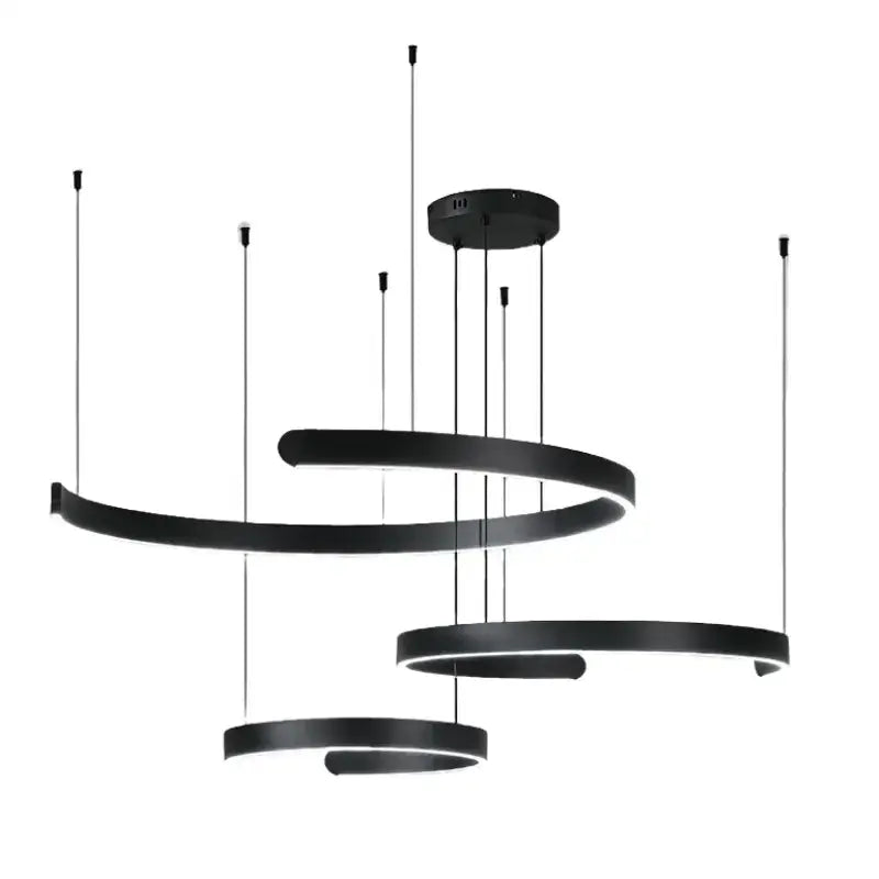 DecorBites™ Black LED Chandelier Pendant Light for Foyer Stairs Bar, Minimalist Indoor Hanging Lamp