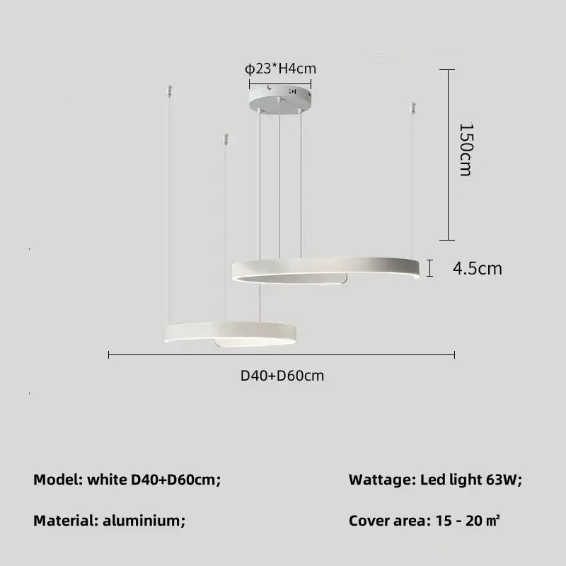 DecorBites™ Black LED Chandelier Pendant Light for Foyer Stairs Bar, Minimalist Indoor Hanging Lamp