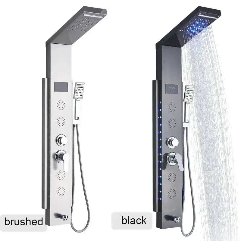 DecorBites™ Black Led Shower Panel 5-Function Wall Mount Bathroom Shower Faucet