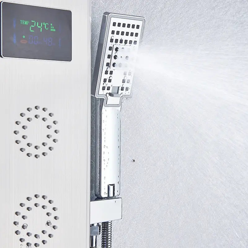 DecorBites™ Black LED Shower Panel 5-Function Wall Mount Bathroom Faucet - Cold and Hot Shower