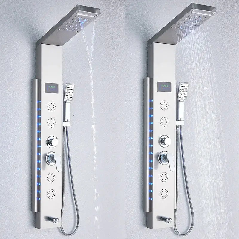 DecorBites™ Black LED Shower Panel 5-Function Wall Mount Bathroom Faucet - Cold and Hot Shower