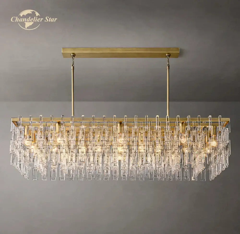 DecorBites™ Black Marignan K9 Crystal Rectangular Chandelier for Living Dining Room