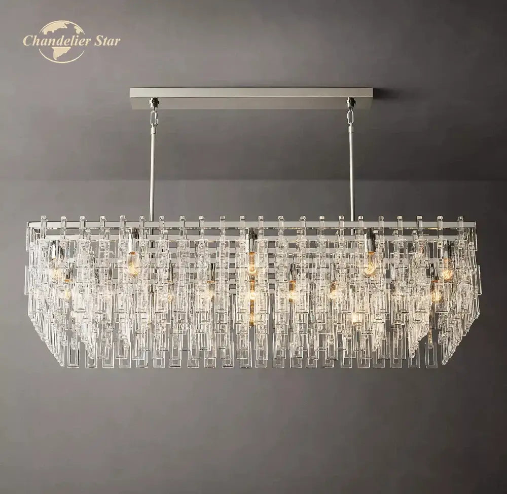 DecorBites™ Black Marignan K9 Crystal Rectangular Chandelier for Living Dining Room