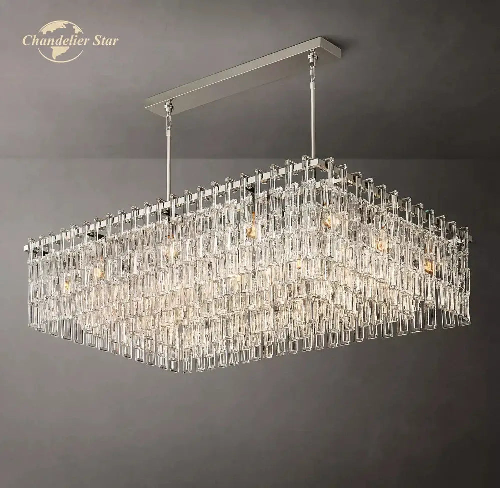 DecorBites™ Black Marignan K9 Crystal Rectangular Chandelier for Living Dining Room