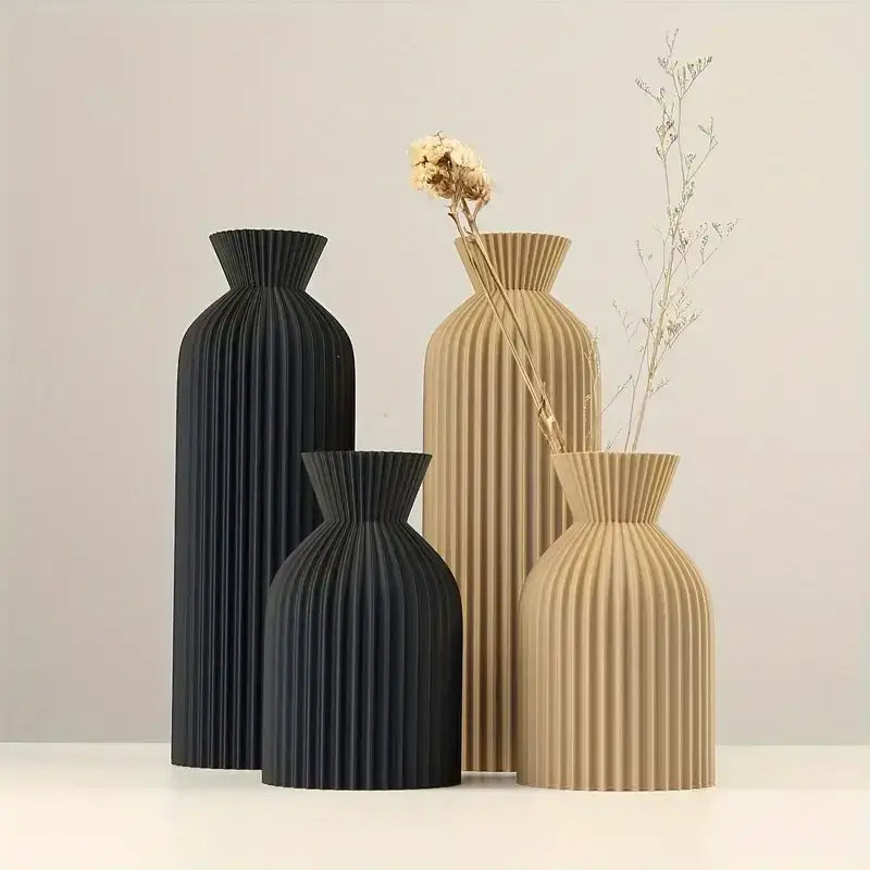 DecorBites™ Black Plastic Vase - Stylish Boho Decor Centerpiece