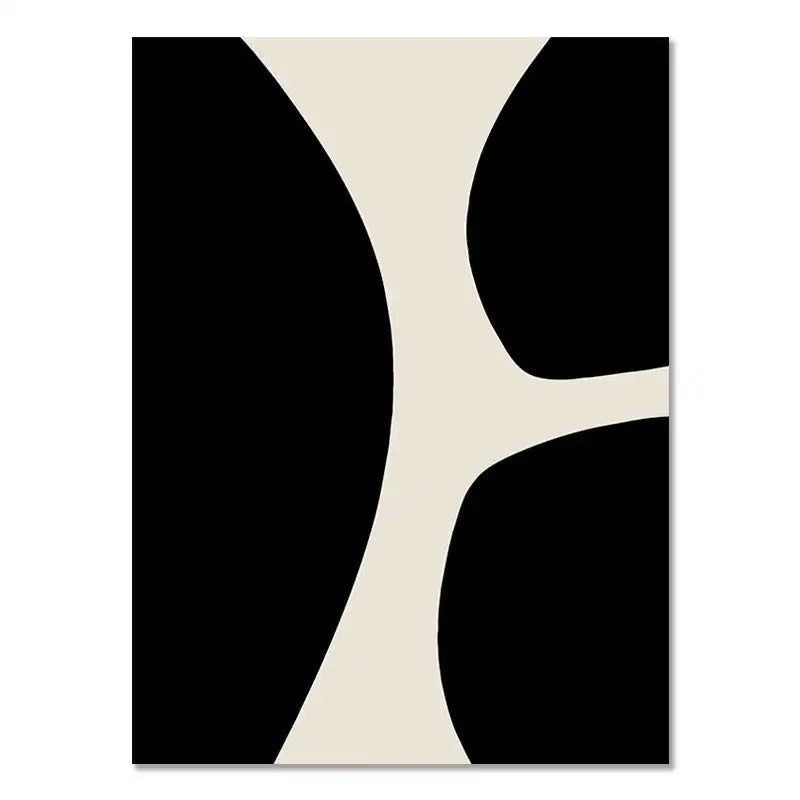Boho geometric line black & white framed canvas set living room wall art