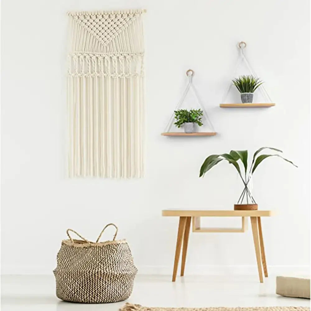 DecorBites™ Boho Macrame Hanging Wall Shelf