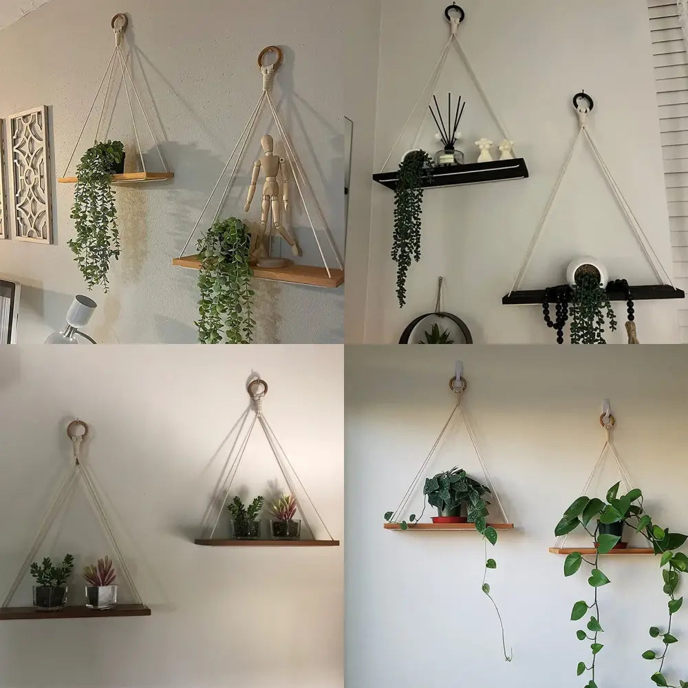 DecorBites™ Boho Macrame Hanging Wall Shelf