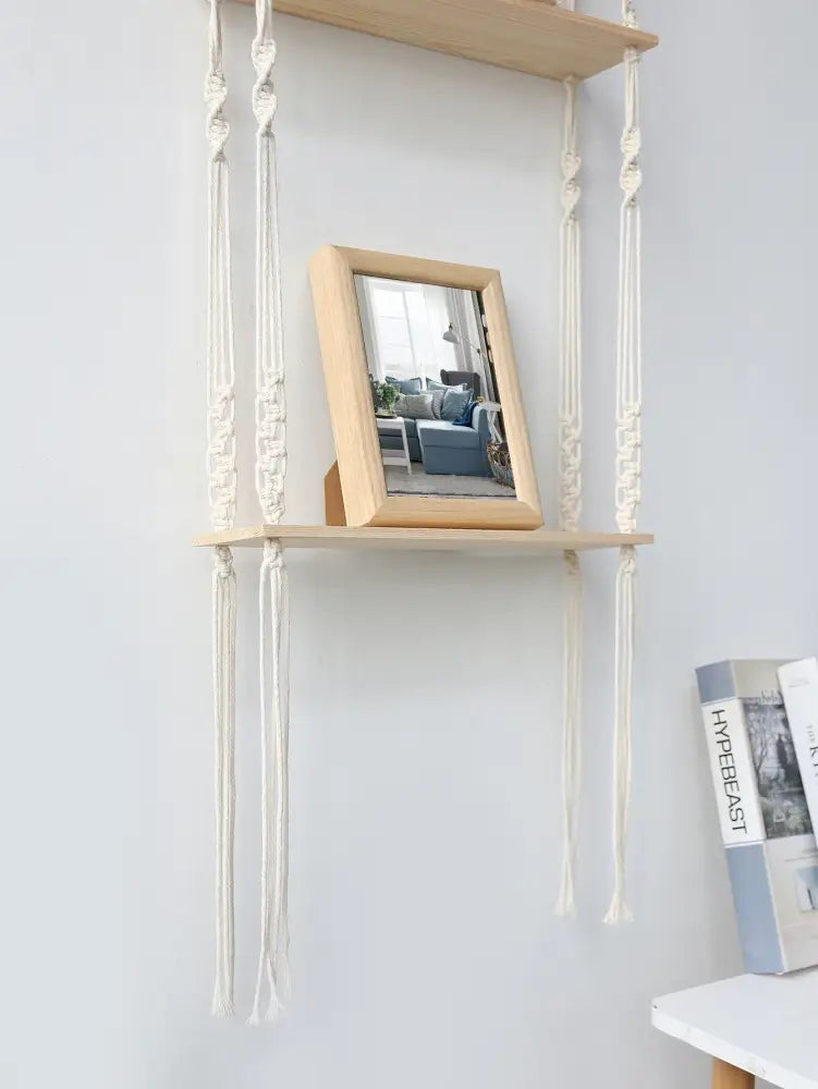 DecorBites™ Boho Macrame Wall Shelf for Home Decor