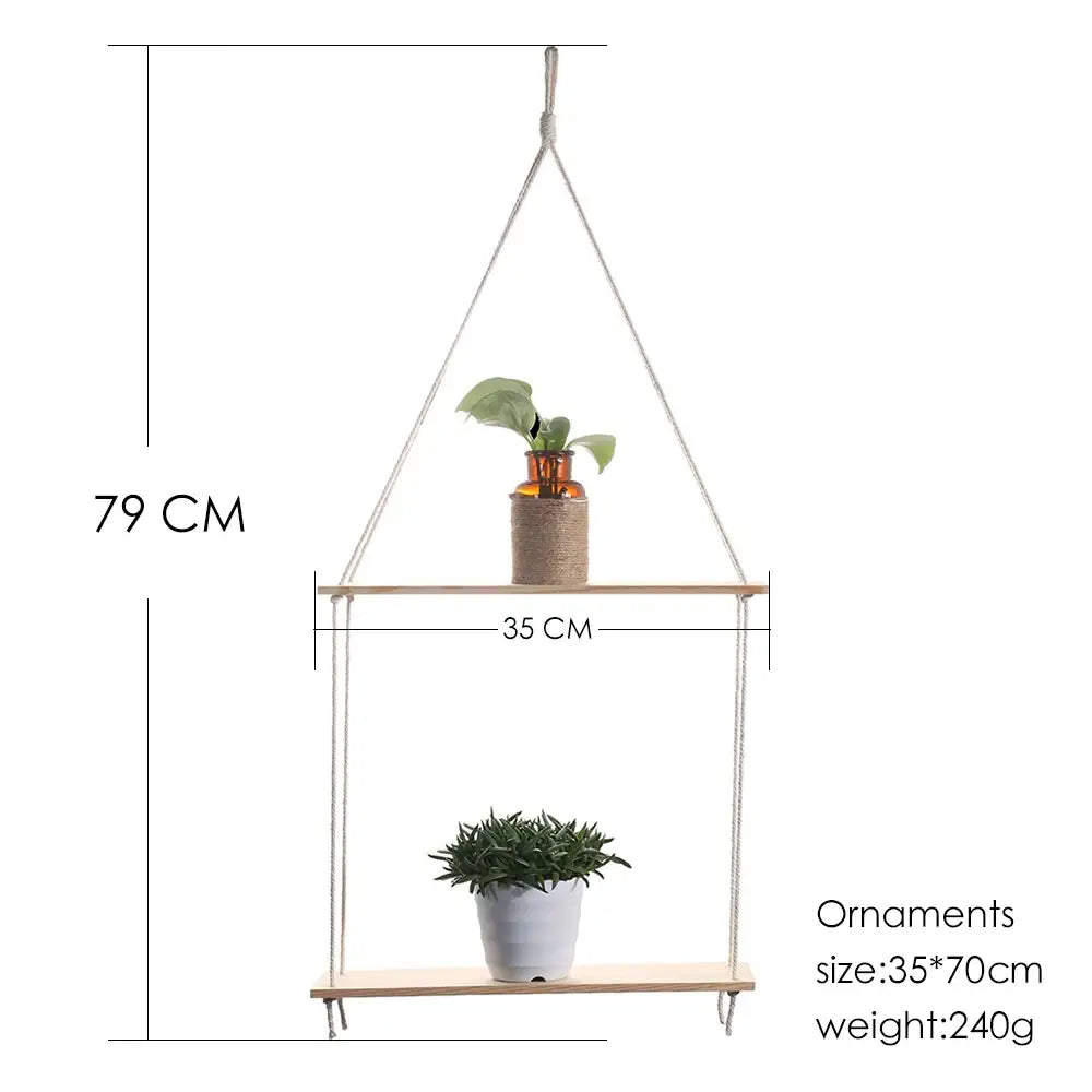 DecorBites™ Boho Macrame Wall Shelf for Home Decor