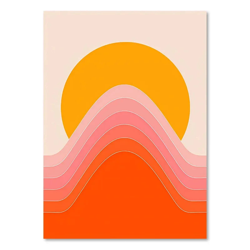 Minimalist boho sunset art prints for living room