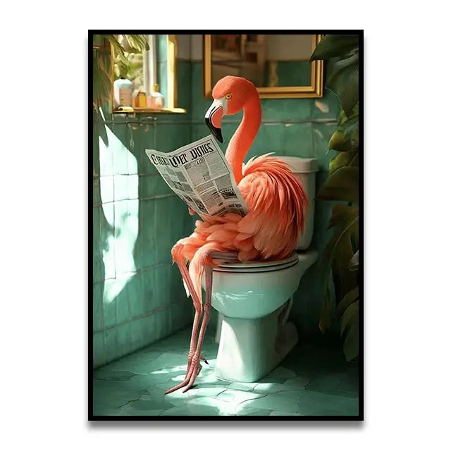 DecorBites™ Cat Reading on Toilet Wall Art