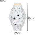 Abstract facial ceramic vase white & gold desktop decor living room