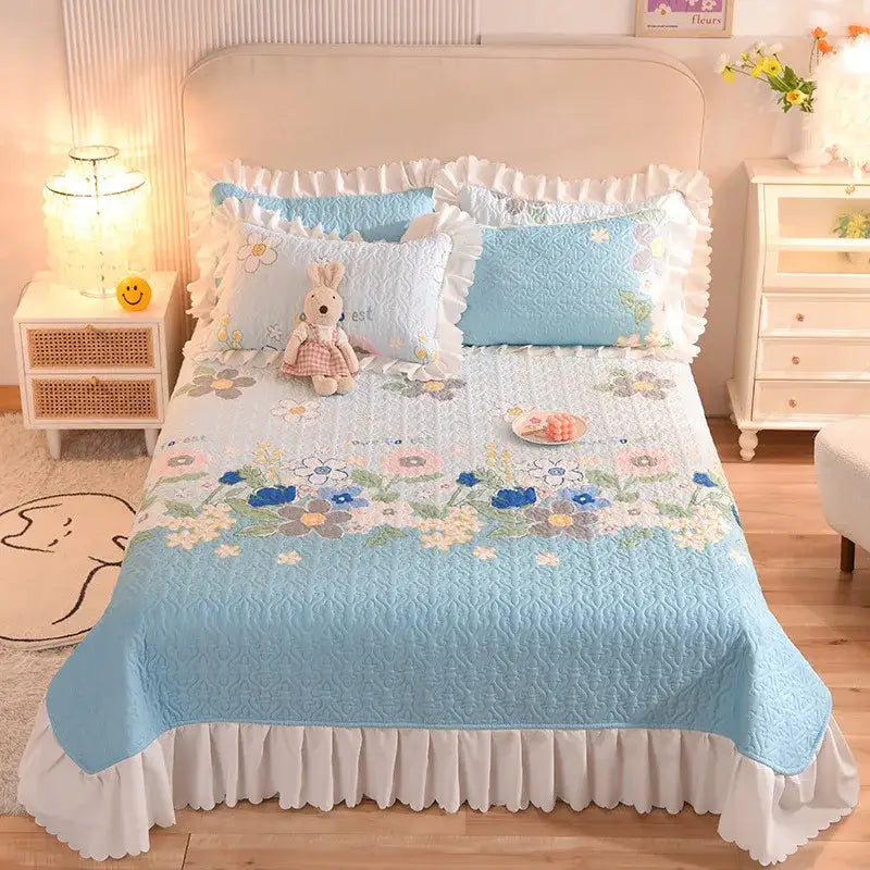 DecorBites™ Chiffon Quilted Bed Spread Set - Queen Size Cotton Bedspread Cover
