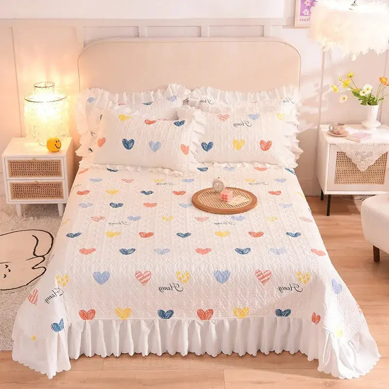 DecorBites™ Chiffon Quilted Bed Spread Set - Queen Size Cotton Bedspread Cover