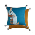 Classical women print light blue velvet cushion cover living room