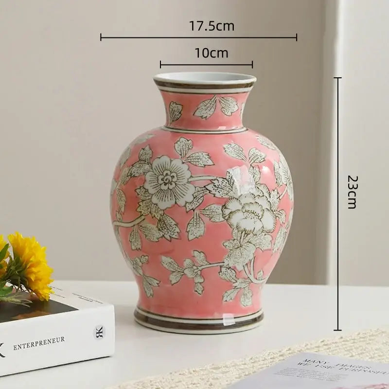 Vintage yellow & white porcelain vase living room floral decor
