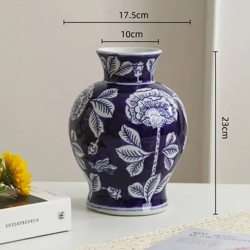 Vintage yellow & white porcelain vase living room floral decor