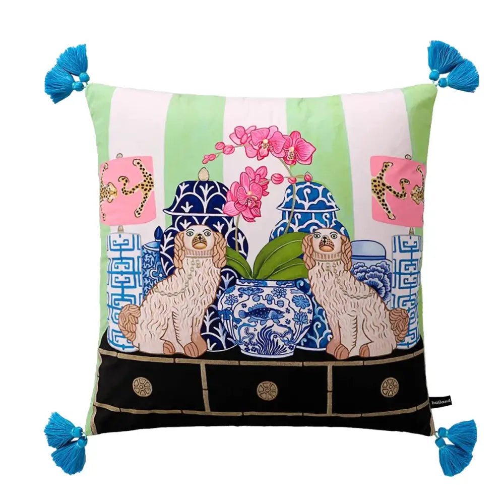 Chinoiserie zebra & peonies cushion cover living room decor