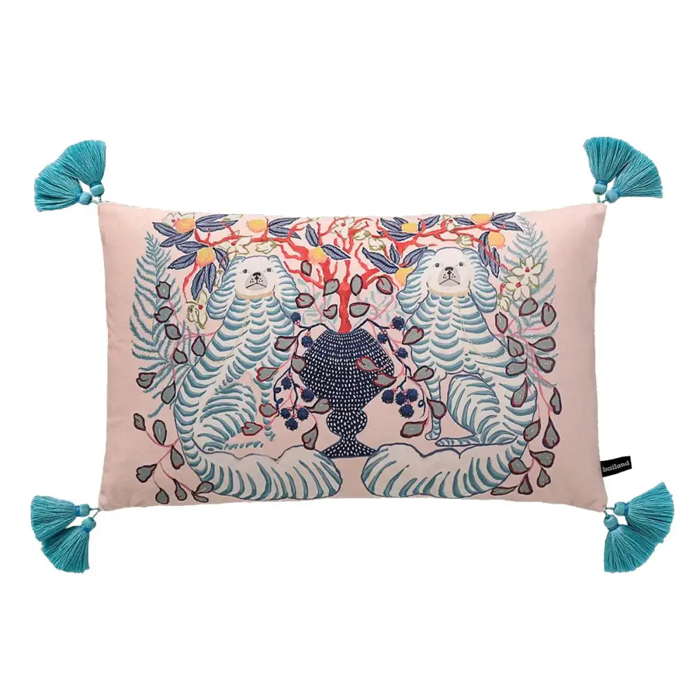 Chinoiserie zebra & peonies cushion cover living room decor