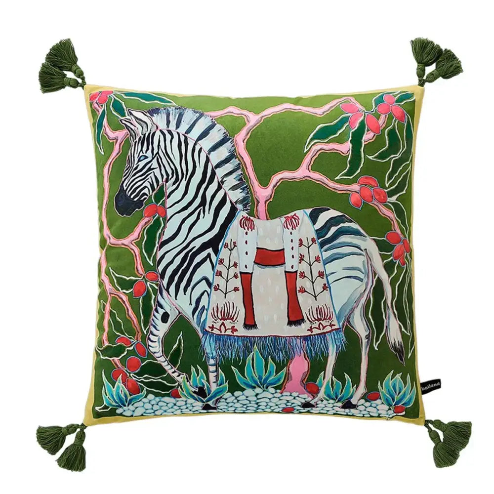 Chinoiserie zebra & peonies cushion cover living room decor