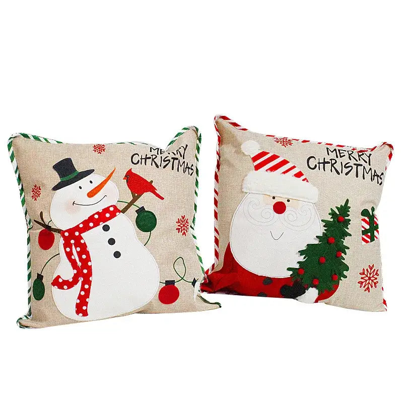 Decorbites christmas embroidered snowman & santa pillows living room