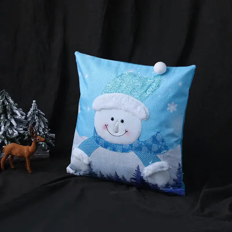 Decorbites christmas embroidered snowman & santa pillows living room