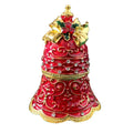 Festive red & gold enamel christmas jingle bell trinket box dining room