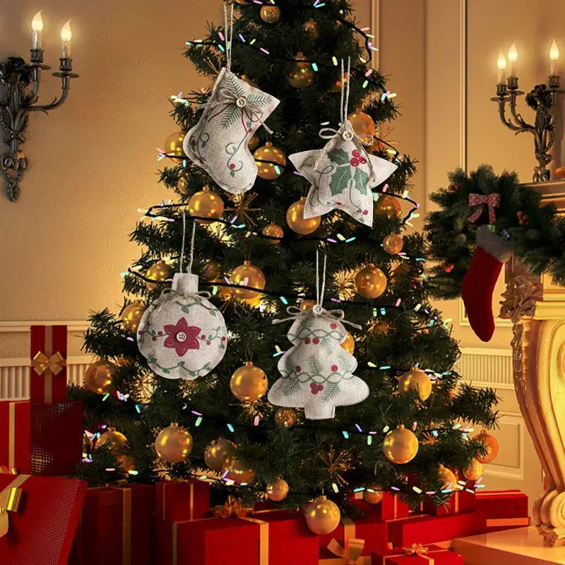 White embroidered pentagram sock ornaments living room decor