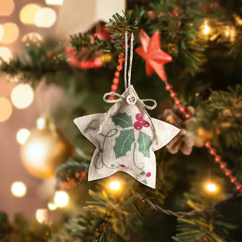 White embroidered pentagram sock ornaments living room decor
