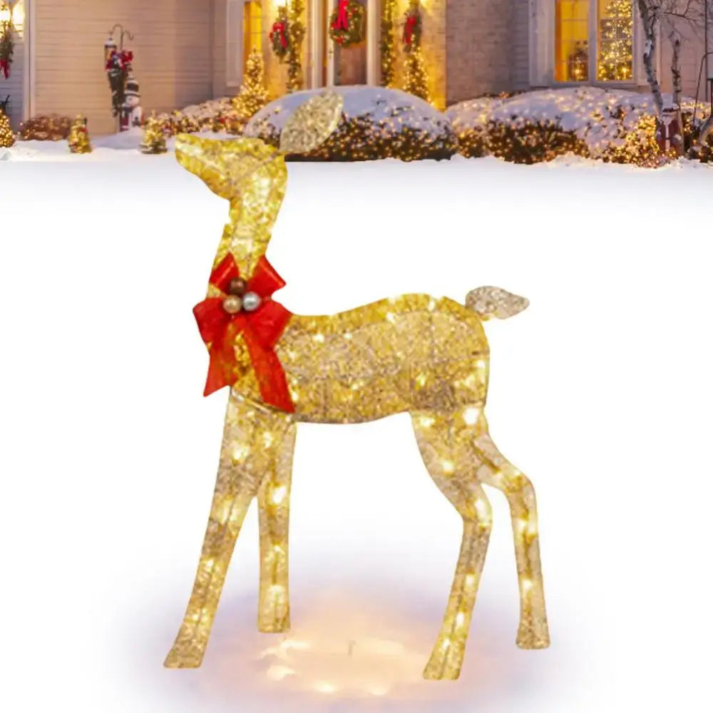 Golden illuminated decorbites christmas reindeer – outdoor led light
