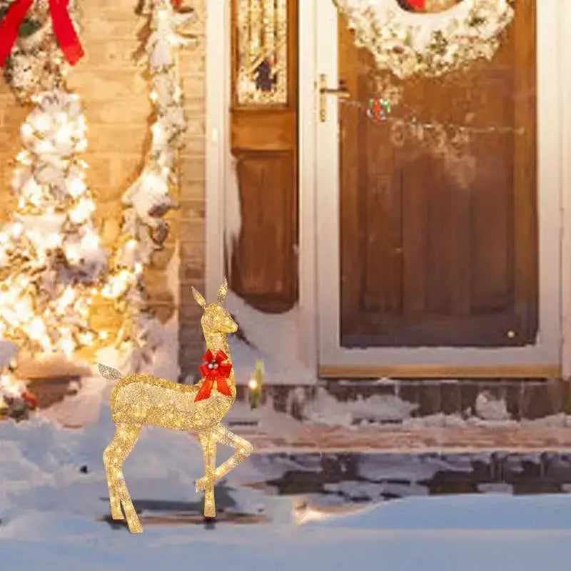Golden illuminated decorbites christmas reindeer – outdoor led light