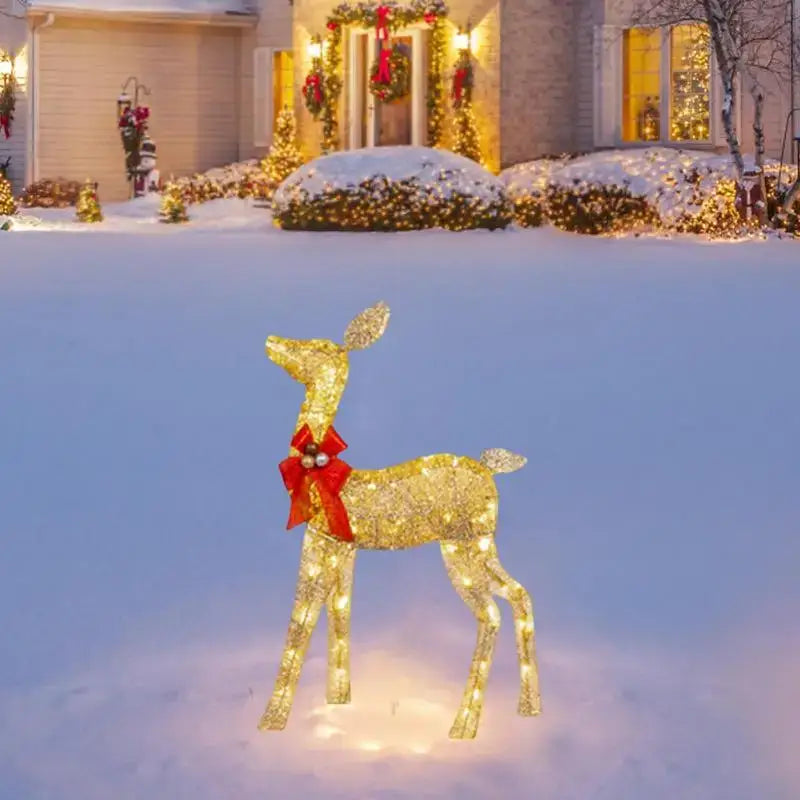 Golden illuminated decorbites christmas reindeer – outdoor led light