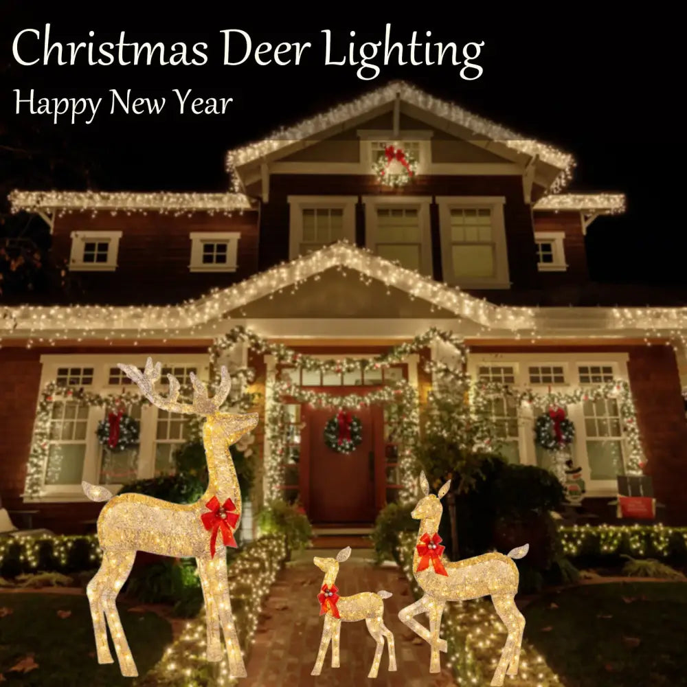 Golden illuminated decorbites christmas reindeer – outdoor led light