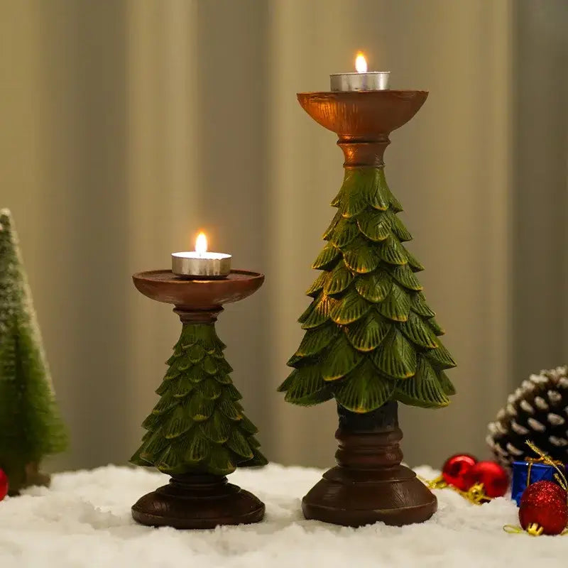 DecorBites™ Christmas Tree Candle Holder: Festive Tabletop Decor Figurine