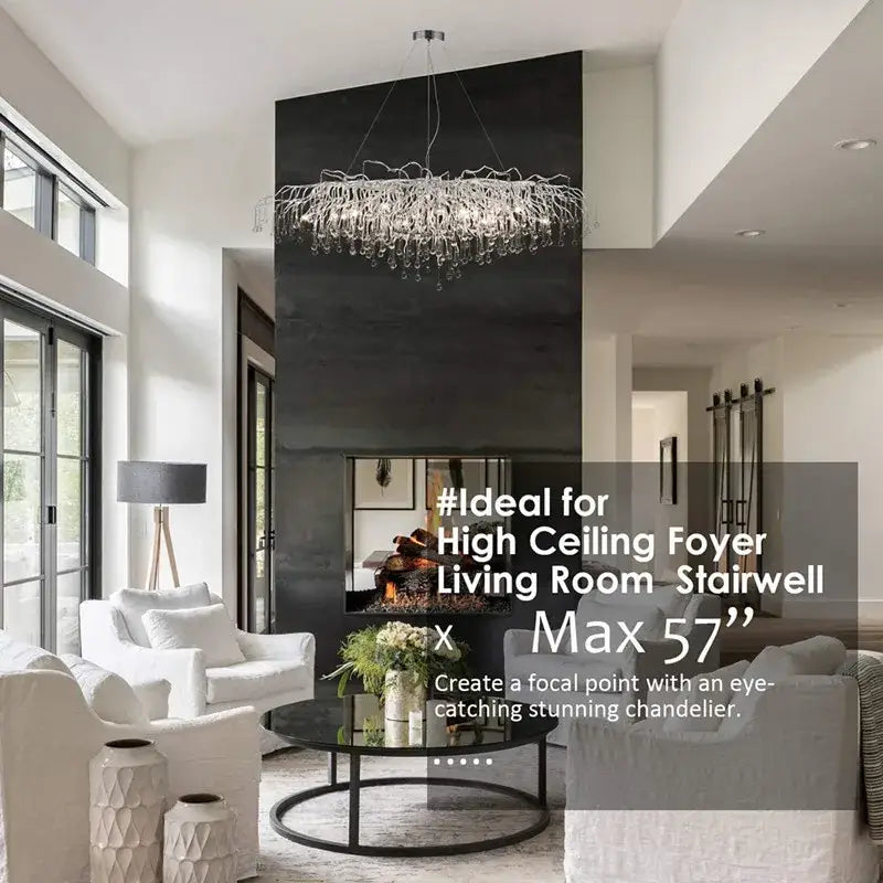 DecorBites™ Chrome Rectangular Crystal Chandelier Light Fixture